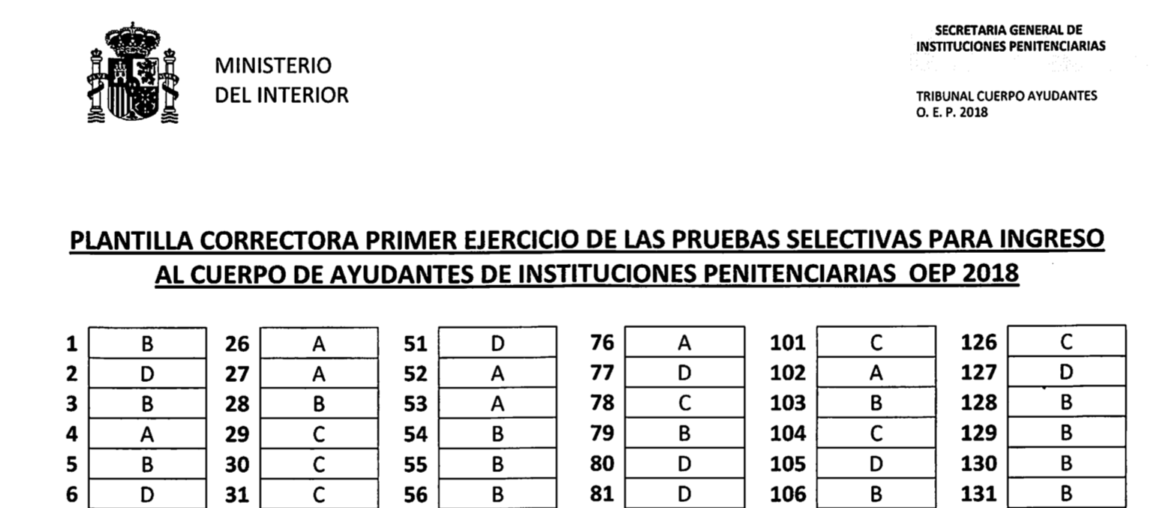 Plantilla correctora del primer ejercicio OEP 2018
