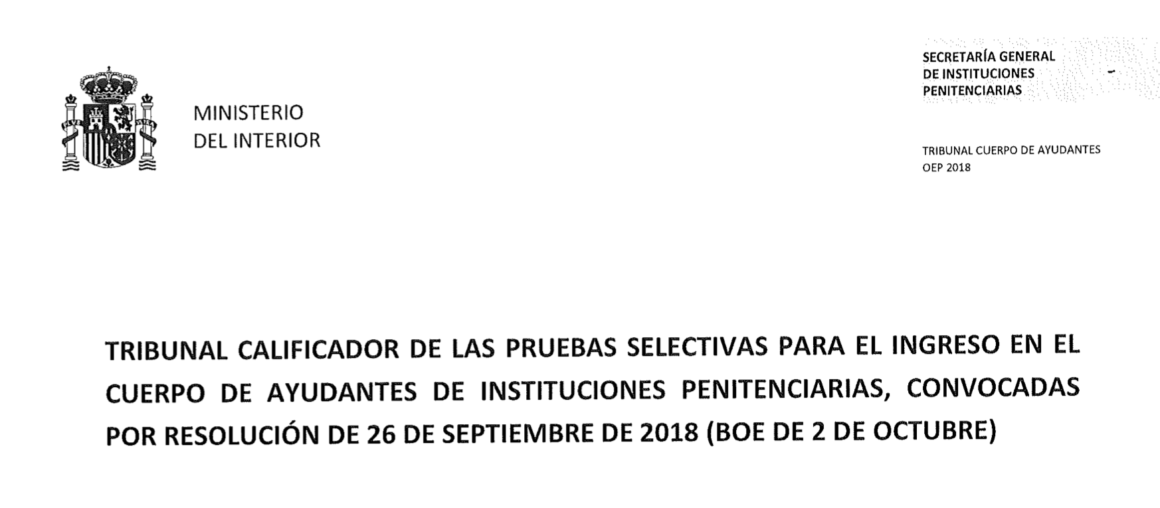 Ya está publicada la nota de corte del primer ejercicio.